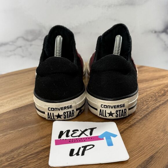 Women’s size 7-Converse All Star Red Plaid Low Sneakers Casual Classic Shoe - Picture 4 of 9